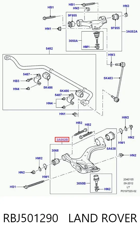 Важіль передньої підвіски нижній, лівий RBJ501290 Land Rover