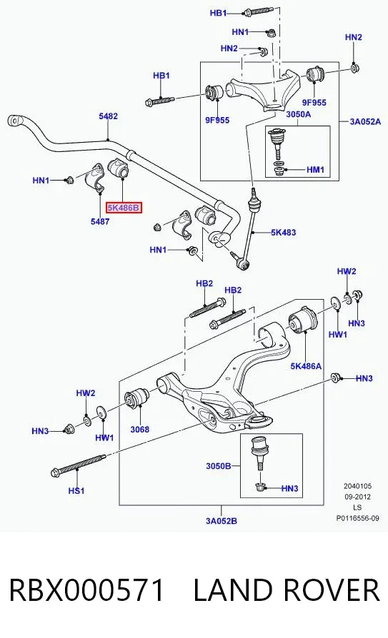 Втулка переднього стабілізатора RBX000571 Land Rover