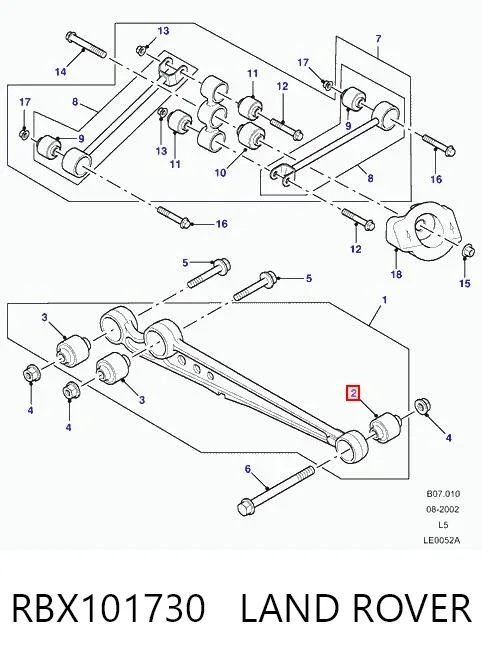Сайлентблок заднього поздовжнього важеля, передній RBX101730 Land Rover