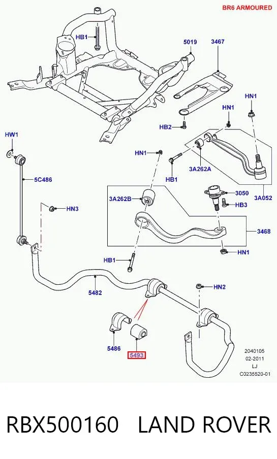 Втулка переднього стабілізатора RBX500160 Land Rover