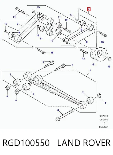 Важіль задньої підвіски поперечний RGD100550 Land Rover