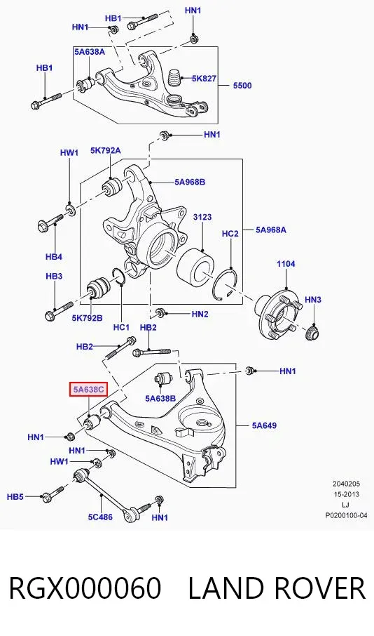 Сайлентблок заднього нижнього важеля RGX000060 Land Rover