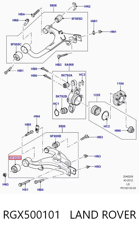 Сайлентблок заднього нижнього важеля RGX500101 Land Rover