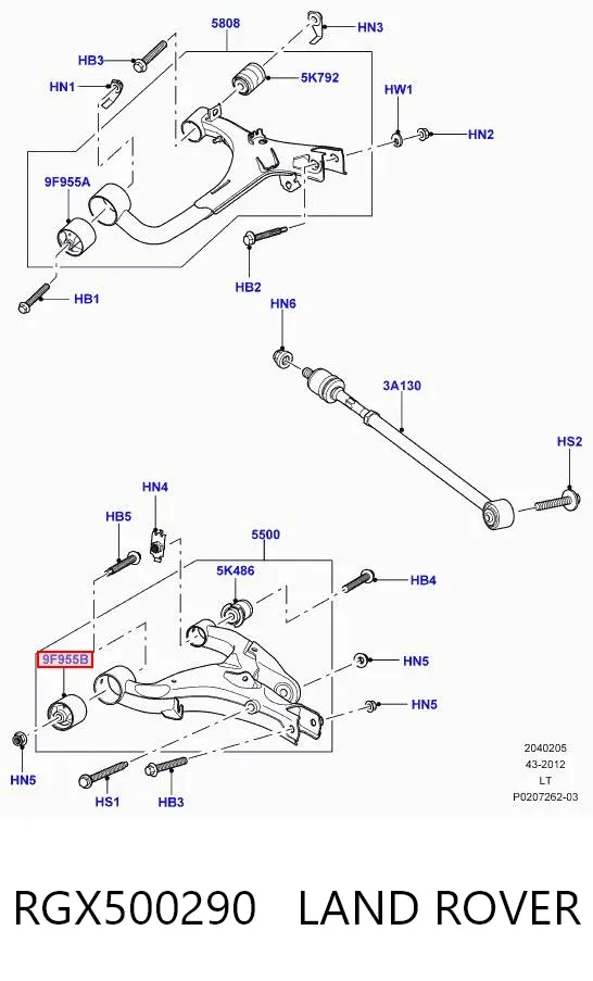 Сайлентблок заднього нижнього важеля RGX500290 Land Rover