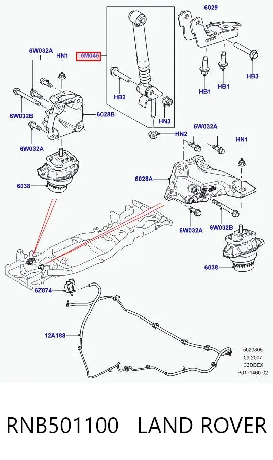 Амортизатор двигуна, демпфер RNB501100 Land Rover