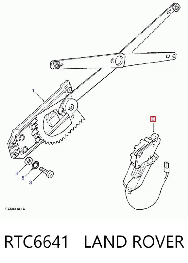 Двигун склопідіймача двері передньої, правої RTC6641 Land Rover