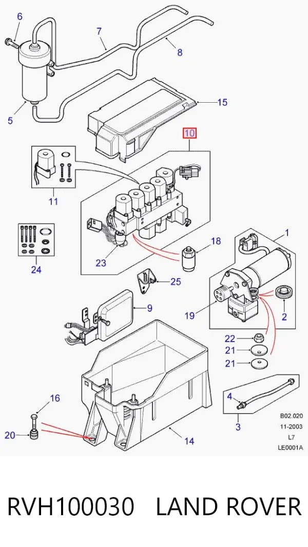 Блок керування пневмопідвіскою RVH100030 Land Rover