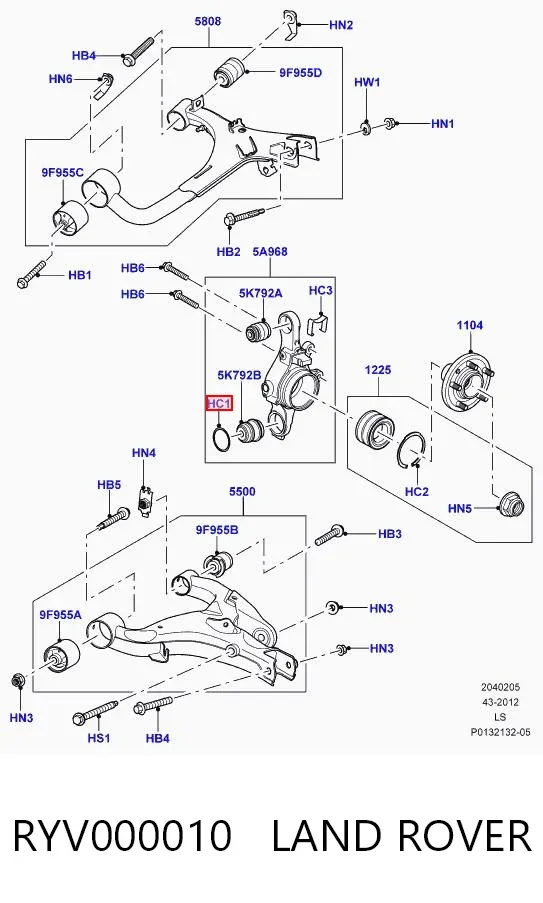 Кільце стопорне сайлентблока задньої цапфи RYV000010 Land Rover