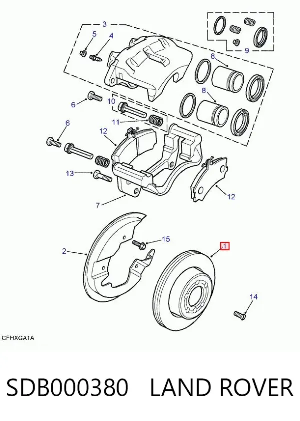 Гальмівні диски передні SDB000380 Land Rover