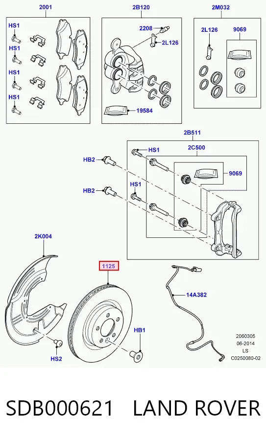 Гальмівні диски передні SDB000621 Land Rover