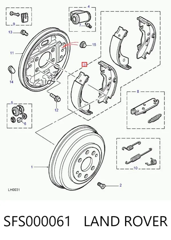 Колодки гальмові задні, барабанні SFS000061 Land Rover