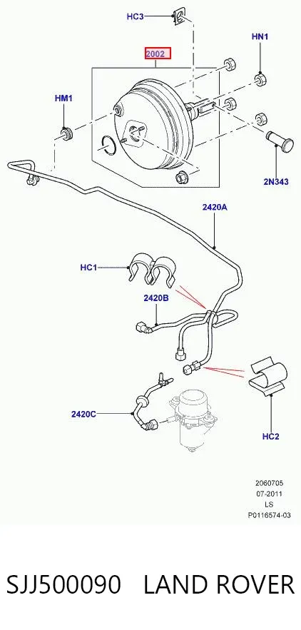 Підсилювач гальм SJJ500090 Land Rover