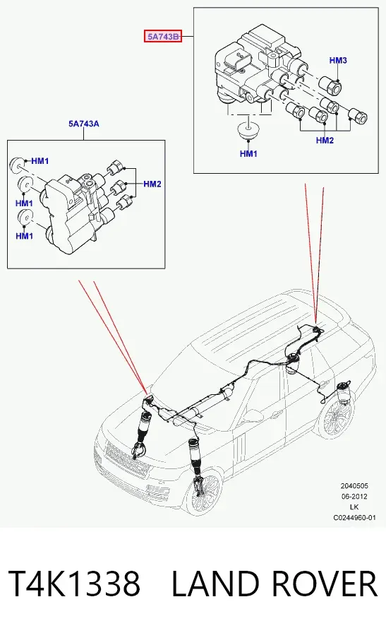 Блок клапанів регульованої підвіски, задній T4K1338 Land Rover