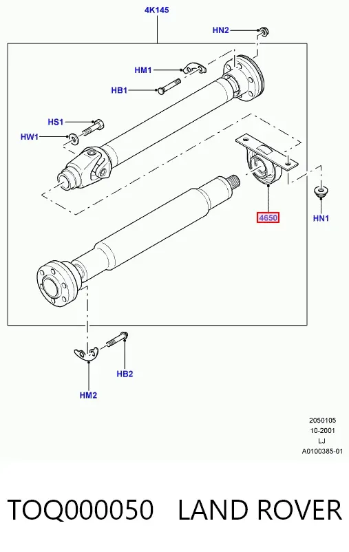 Підвісний підшипник карданного валу TOQ000050 Land Rover