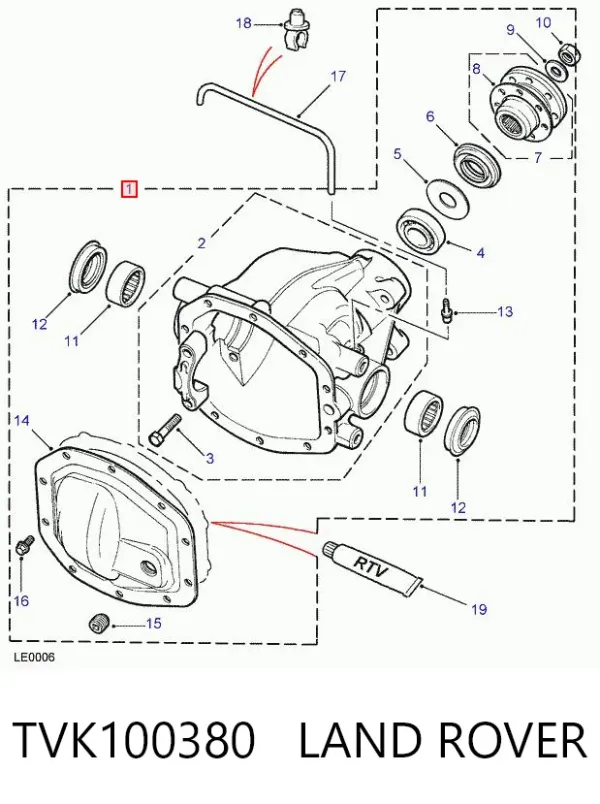 Задній редуктор TVK100380 Land Rover