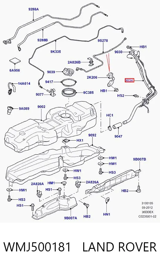 Шланг заливної горловини, паливного бака WMJ500181 Land Rover
