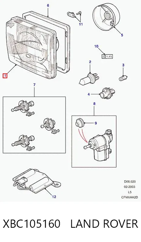 Фара права XBC105160 Land Rover
