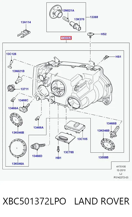 Фара ліва XBC501372LPO Land Rover