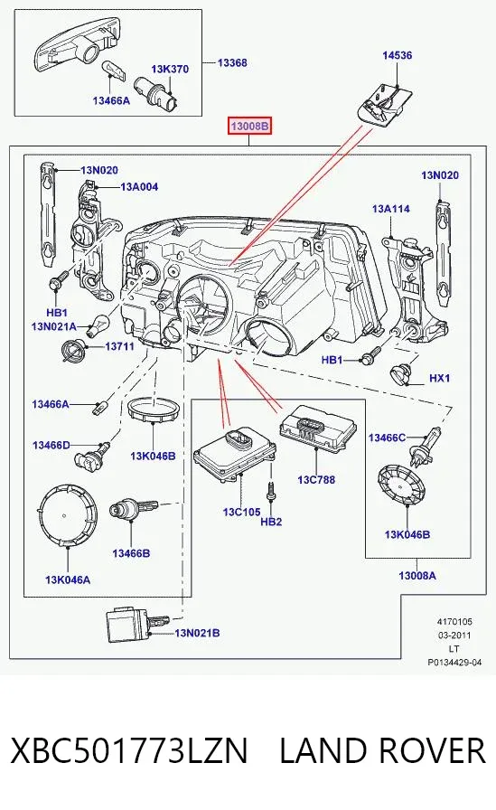 Фара ліва XBC501773LZN Land Rover