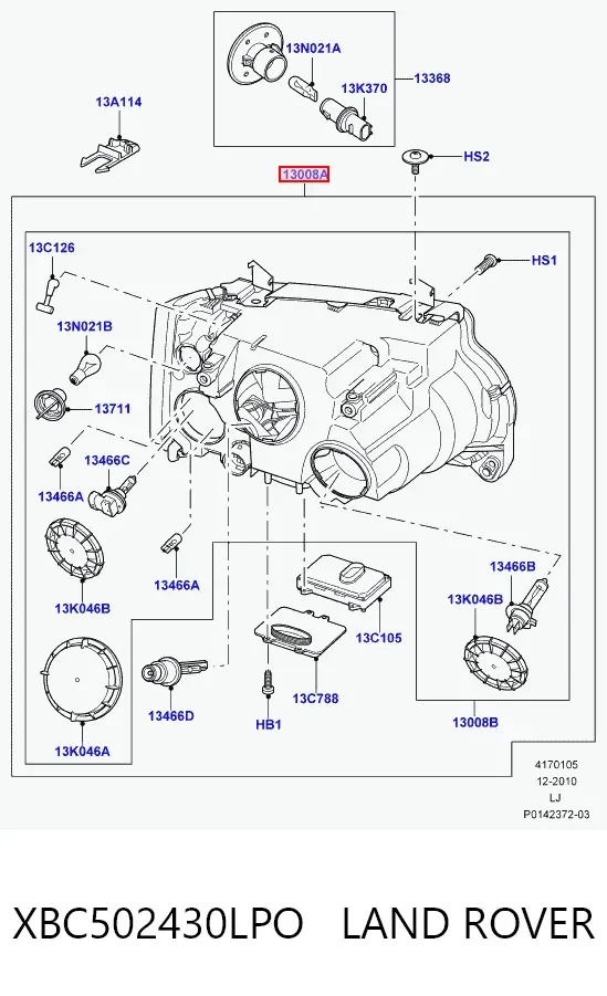 Фара ліва XBC502430LPO Land Rover