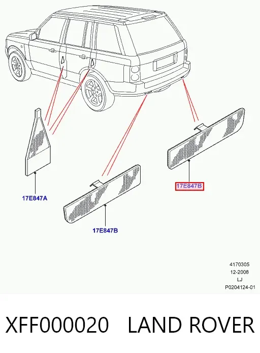 Катафот (відбивач) заднього бампера, правий XFF000020 Land Rover