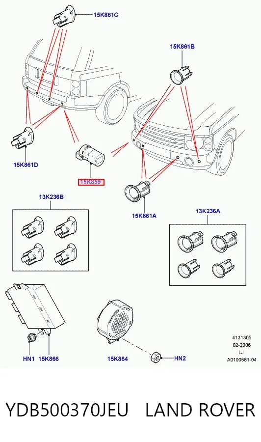 Датчик сигналізації паркування (парктронік), задній YDB500370JEU Land Rover