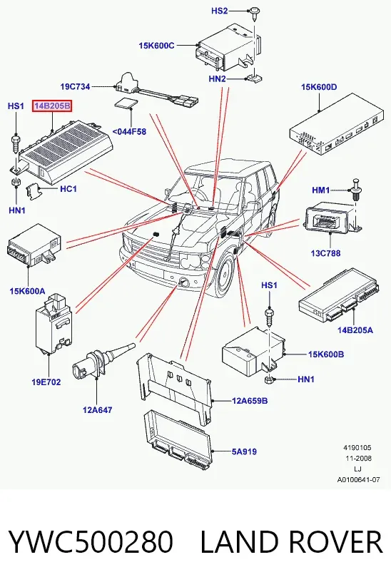 Модуль керування (ЕБУ) світлом фар YWC500280 Land Rover
