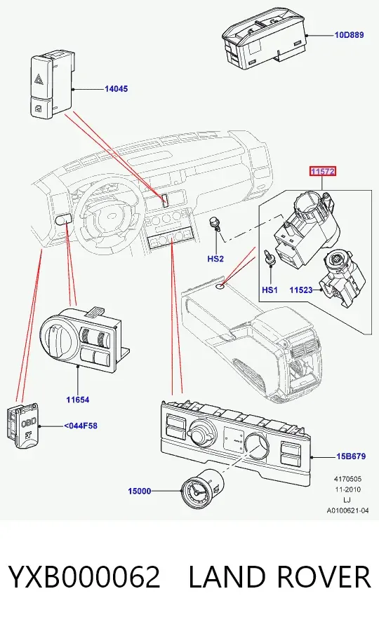 Корпус замка запалювання YXB000062 Land Rover