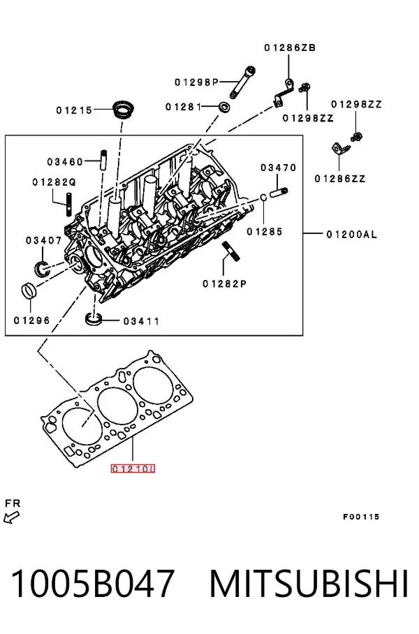 Прокладка головки блока циліндрів (ГБЦ), ліва 1005B047 Mitsubishi