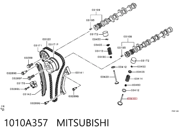 Клапан впускний 1010A357 Mitsubishi