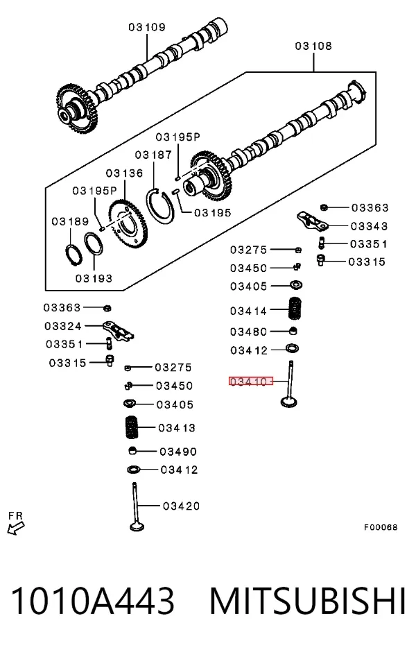 Клапан випускний 1010A443 Mitsubishi