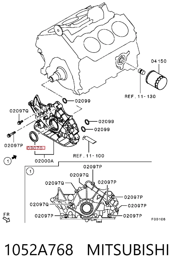 Сальник коленвалу 1213A027 Chrysler