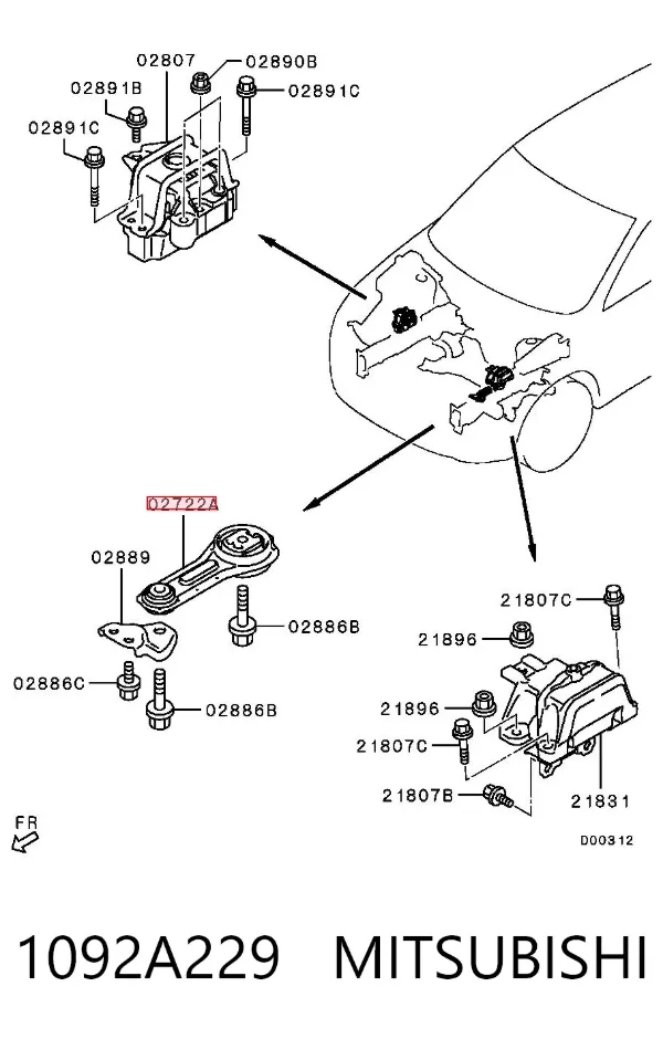 Подушка двигуна передня 1092A229 Mitsubishi