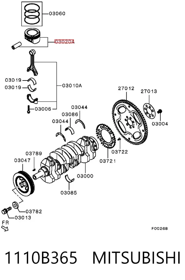 Поршень в комплекті на 1 циліндр, STD 1110B365 Mitsubishi