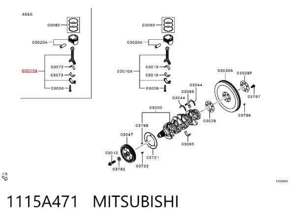 Шатун поршня двигуна 1115A471 Mitsubishi