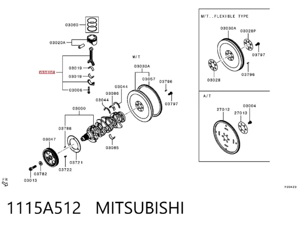 Шатун поршня двигуна 1115A512 Mitsubishi