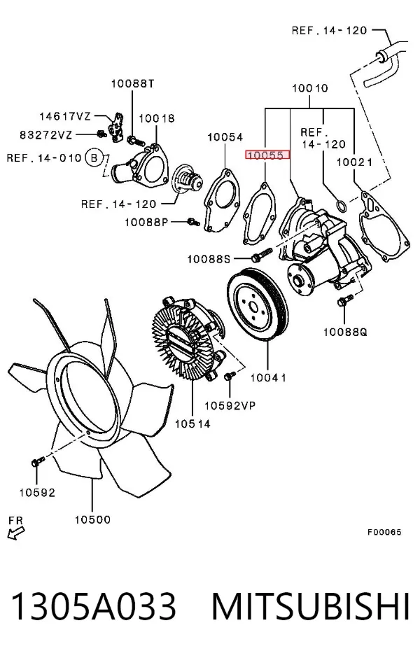 Прокладка водяної помпи 1305A033 Mitsubishi