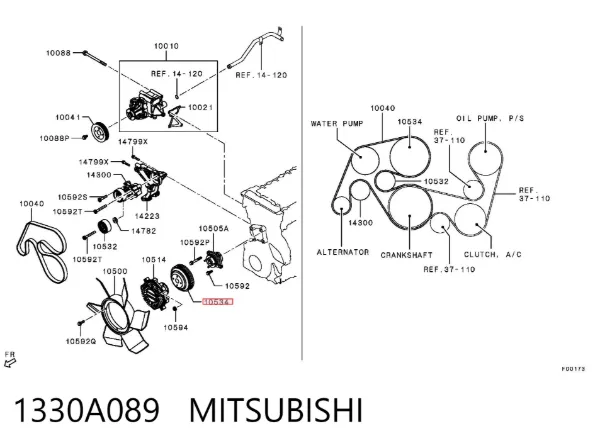 Шків віскомуфти (крильчатки) системи охолодження 1330A089 Mitsubishi