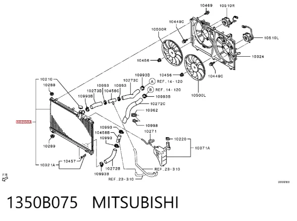 Радіатор 1350B075 Mitsubishi
