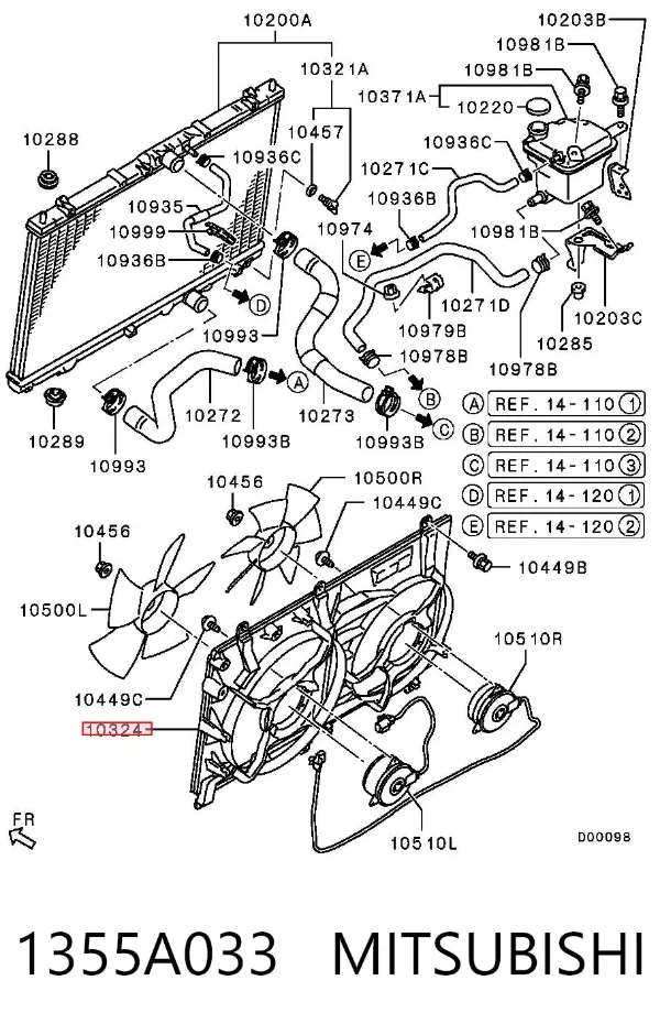 Дифузор (кожух) радіатора охолодження 1355A033 Mitsubishi