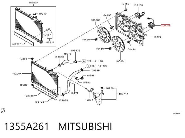 Двигун вентилятора системи охолодження, лівий 1355A261 Mitsubishi