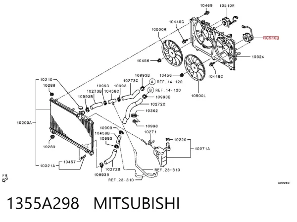 Вентилятор/крильчатка радіатора охолодження, правий 1355A298 Mitsubishi