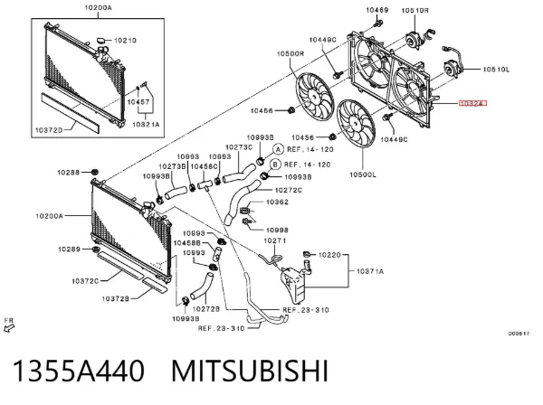 Дифузор (кожух) радіатора охолодження 1355A440 Mitsubishi