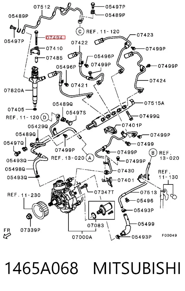 Болт кріплення форсунки 1465A068 Mitsubishi
