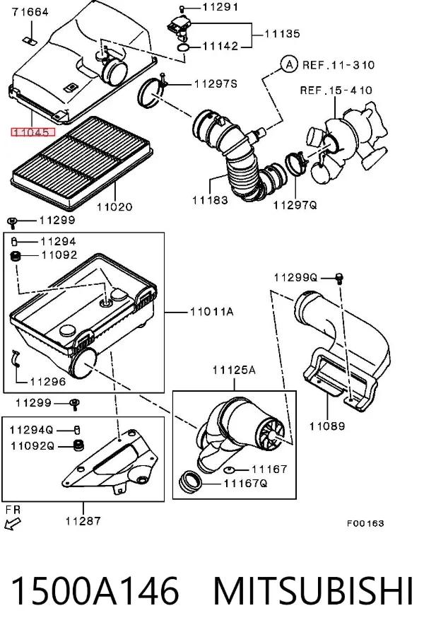 Корпус повітряного фільтра, верхня частина 1500A146 Mitsubishi