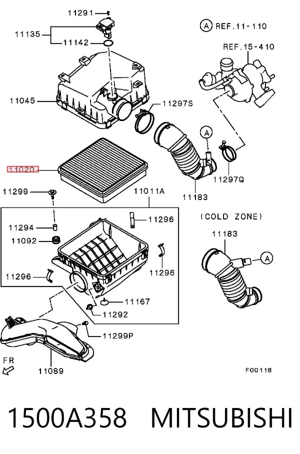 Повітряний фільтр 1500A358 Mitsubishi