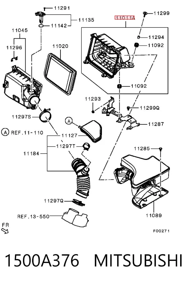 Корпус повітряного фільтра, нижня частина 1500A376 Mitsubishi