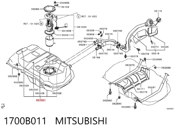 Паливний бак 1700B219 Mitsubishi