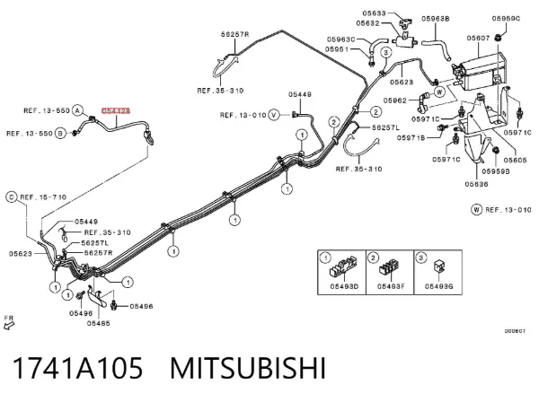 Трубка паливна, зворотня від форсунок 1741A105 Mitsubishi