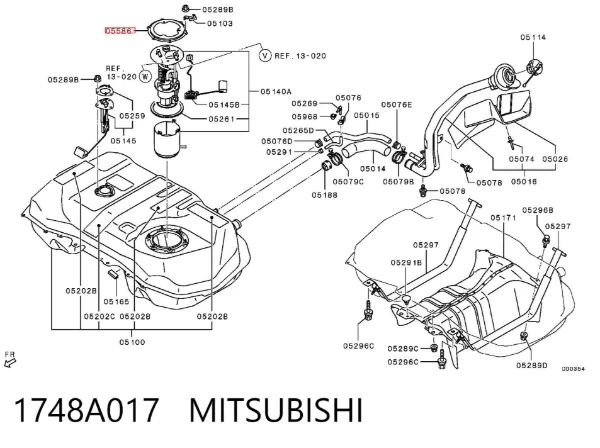 Фланець кріплення паливного насоса в баку 1748A017 Mitsubishi